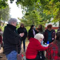 sitting and chatting